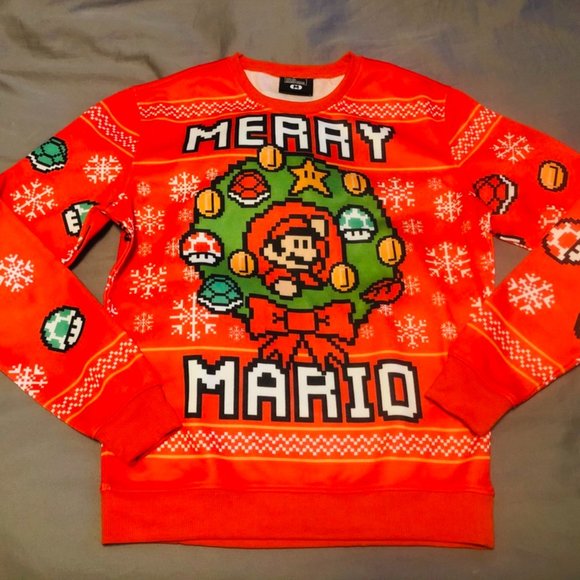 Merry Mario Bros Ugly Holiday Sweater 